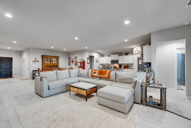 living room featuring light hardwood / wood-style flooring