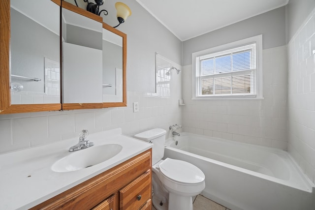 1309 Marijo, Big Spring, TX 79720 - bathroom with vanity, shower / washtub combination, tile walls, and ornamental molding