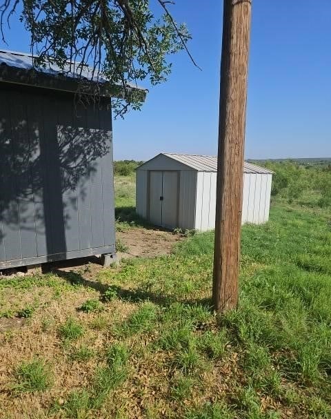 view of yard with a storage unit