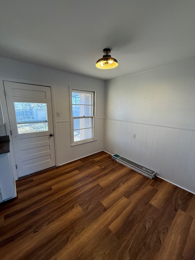 interior space with dark hardwood / wood-style flooring