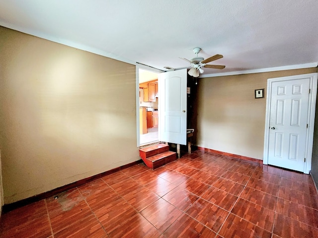 interior space featuring ceiling fan