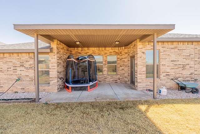 view of patio / terrace featuring a trampoline