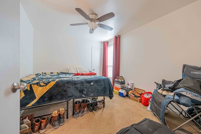 bedroom with carpet and ceiling fan