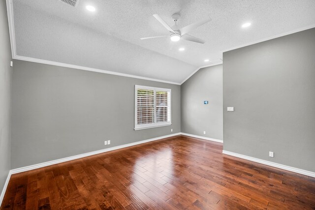 2201 Hereford Blvd, Midland, TX 79707 - spare room featuring crown molding, a ceiling fan, a textured ceiling, and wood finished floors