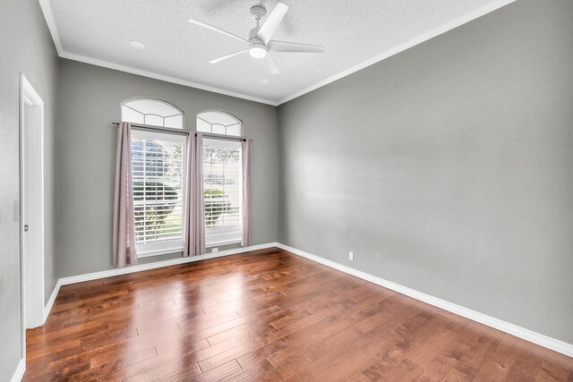 2201 Hereford Blvd, Midland, TX 79707 - empty room with a textured ceiling, ornamental molding, ceiling fan, and wood finished floors