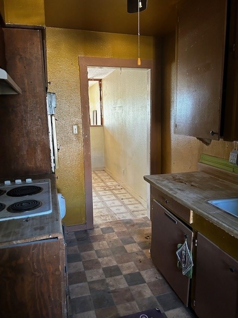 kitchen with white cooktop