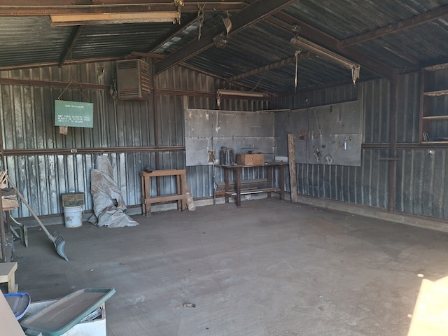 garage featuring metal wall