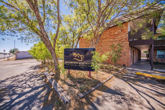 view of community sign