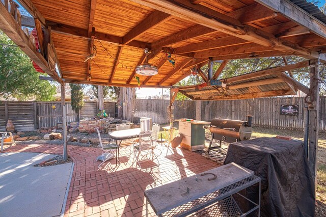 view of patio / terrace with a gazebo and area for grilling