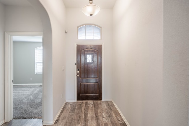7318 Cross B Rd, Odessa, TX 79765 - entryway featuring arched walkways, plenty of natural light, and wood finished floors