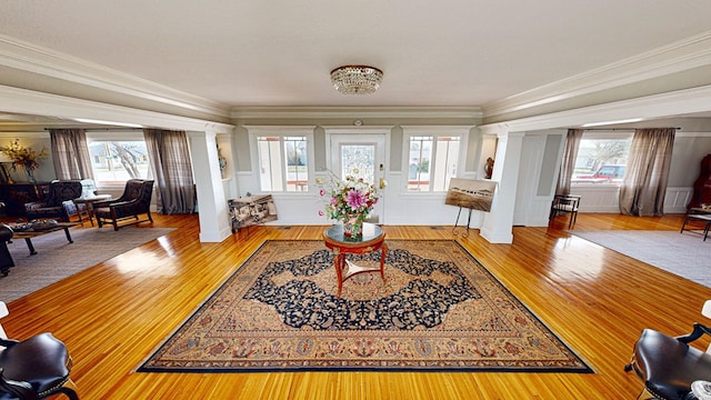 living room with hardwood / wood-style flooring and plenty of natural light