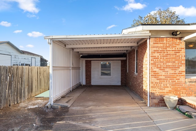 exterior space featuring a carport