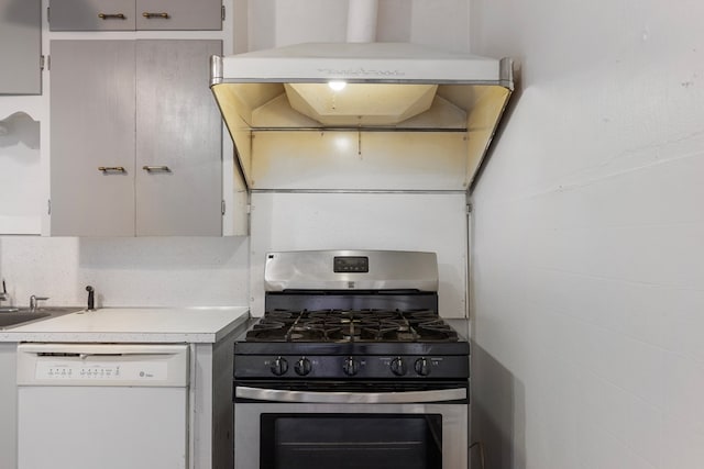 kitchen with dishwasher and stainless steel range with gas stovetop