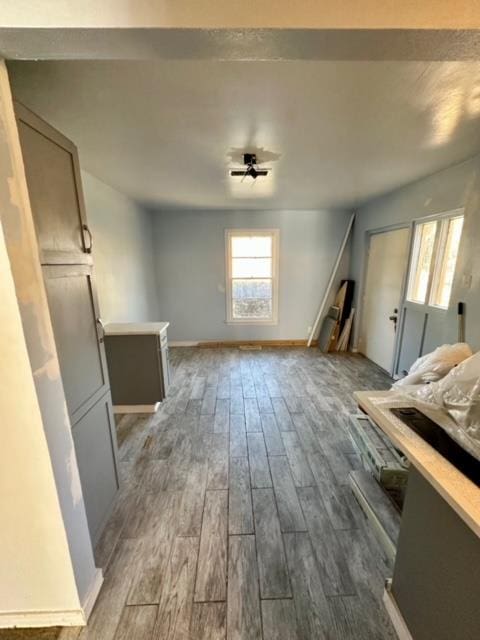 interior space featuring dark wood-type flooring