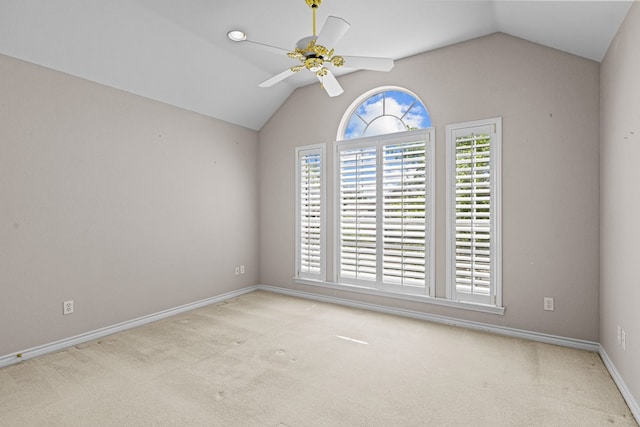 5708 Ridgemont Pl, Midland, TX 79707 - spare room with ceiling fan, vaulted ceiling, and carpet floors