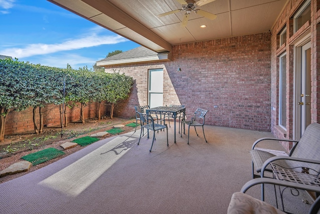 view of patio / terrace with ceiling fan