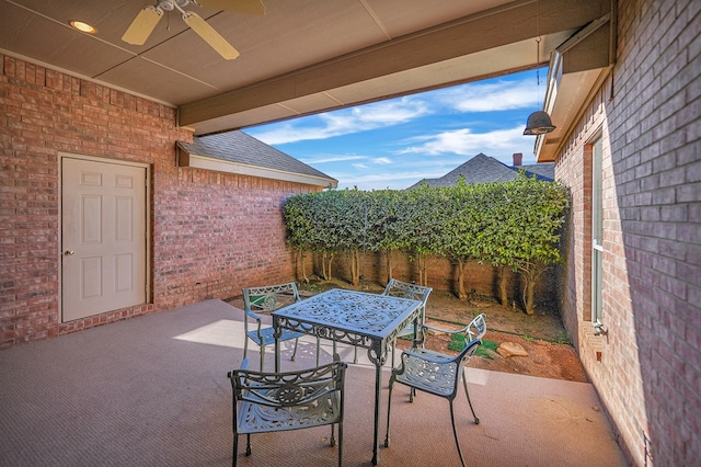 view of patio / terrace with ceiling fan