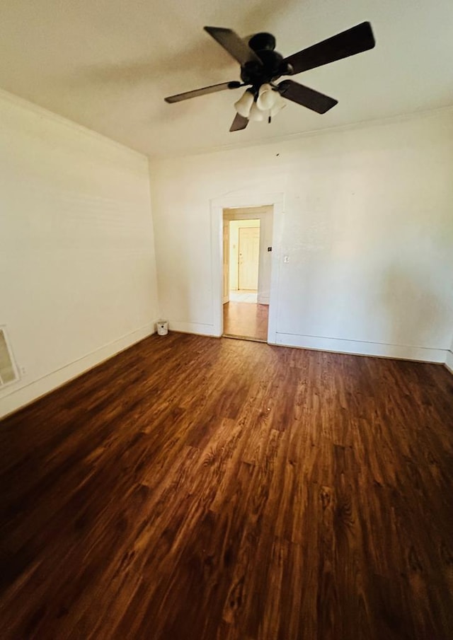 unfurnished room featuring ceiling fan and hardwood / wood-style flooring