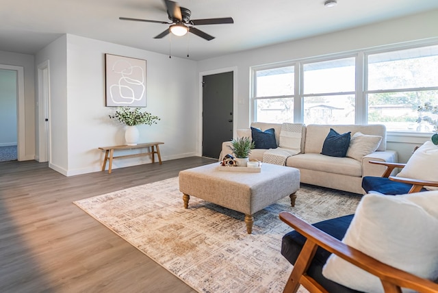 4604 Versailles Dr, Midland, TX 79703 - living area featuring wood finished floors and ceiling fan