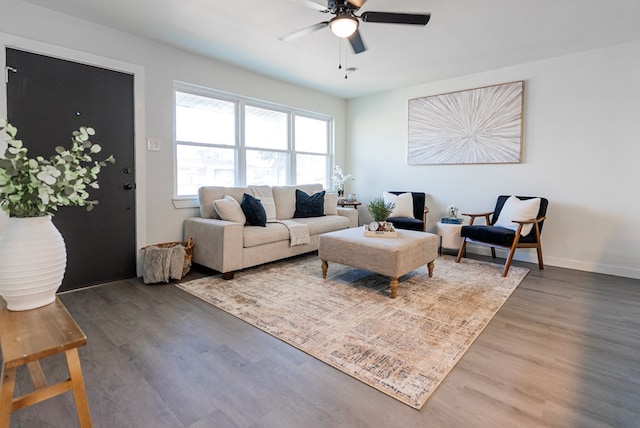 4604 Versailles Dr, Midland, TX 79703 - living area with wood finished floors and a ceiling fan
