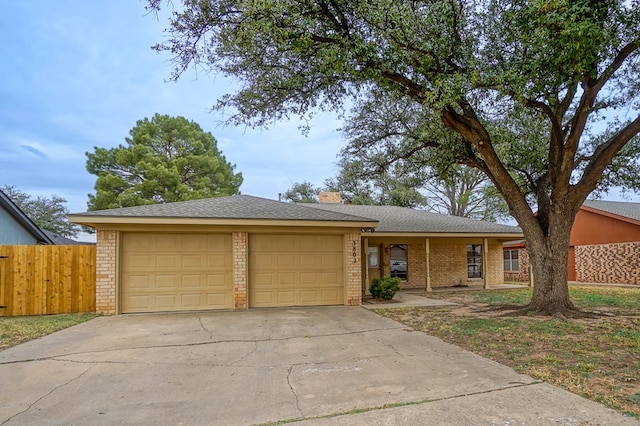 single story home with a garage