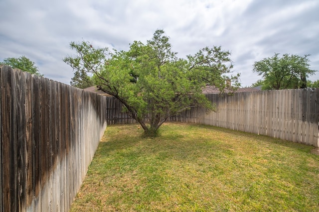 view of yard with a fenced backyard