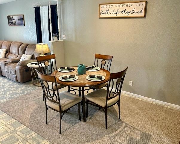 view of carpeted dining room