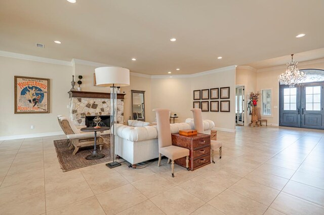 dining room featuring recessed lighting, visible vents, baseboards, and light tile patterned floors