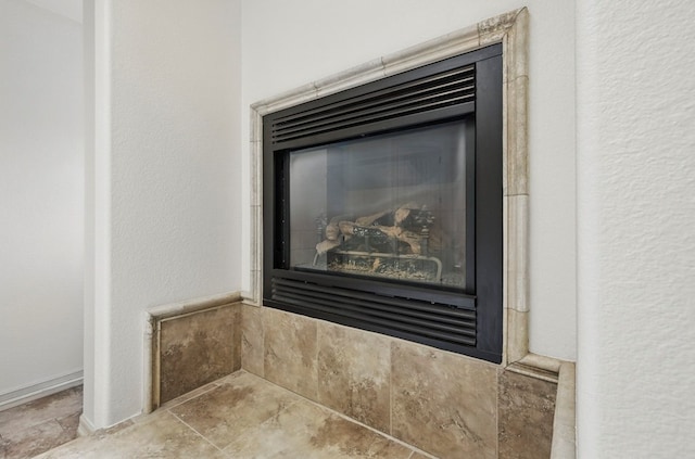5001 Crista Ln, Midland, TX 79707 - detailed view of a glass covered fireplace and baseboards