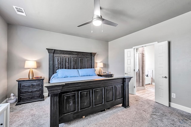6003 Sunny Stone Dr, Midland, TX 79705 - bedroom with light colored carpet and a ceiling fan