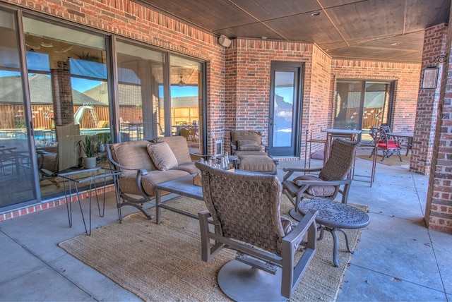 view of patio featuring an outdoor hangout area