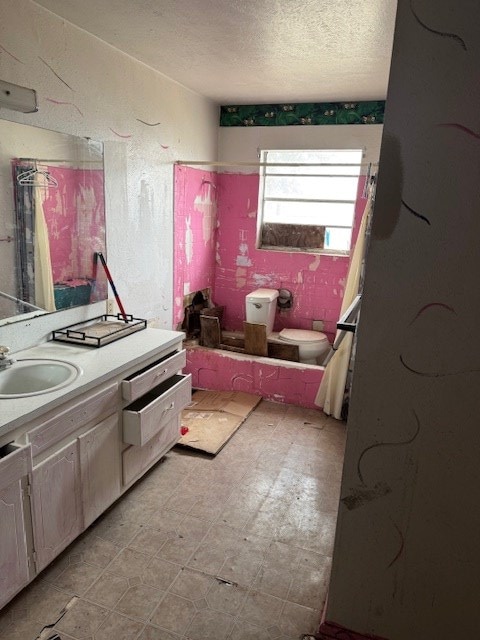 kitchen with sink and a textured ceiling