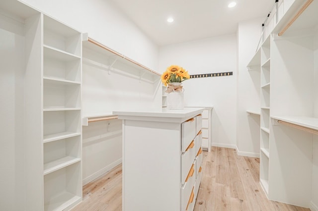 walk in closet featuring light wood-type flooring