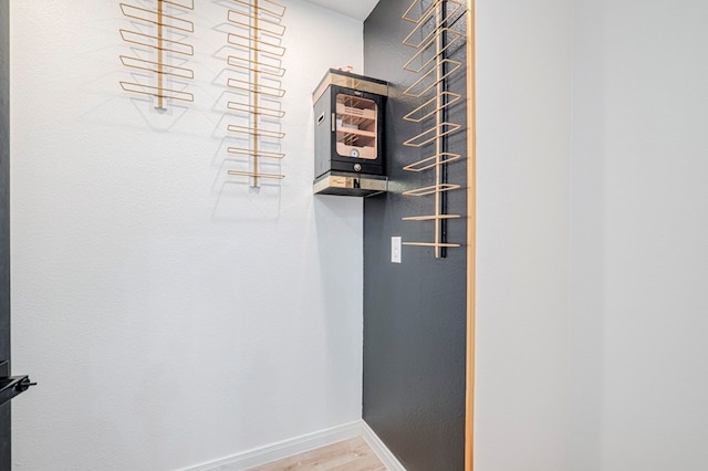 walk in closet with wood-type flooring