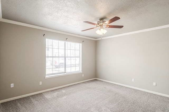 unfurnished room featuring crown molding and carpet flooring