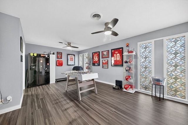 3202 Maxwell Dr, Midland, TX 79705 - office featuring dark wood-style flooring and a ceiling fan