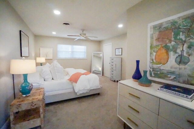 5 Bristol Ct, Midland, TX 79705 - carpeted bedroom with a ceiling fan and recessed lighting