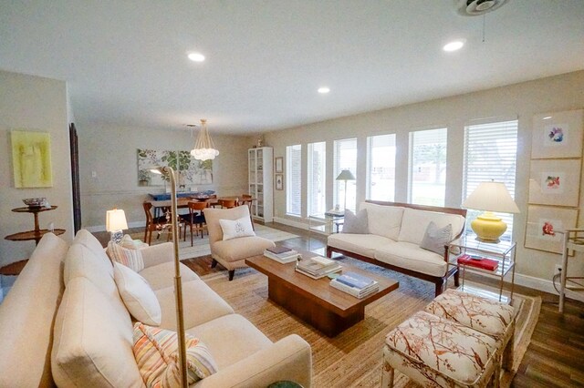 5 Bristol Ct, Midland, TX 79705 - living area featuring recessed lighting, a chandelier, and wood finished floors