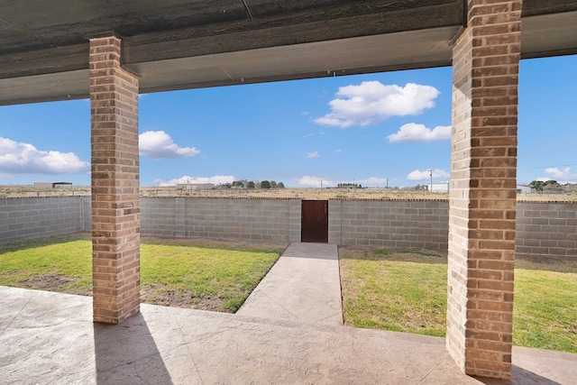 view of patio featuring a fenced backyard