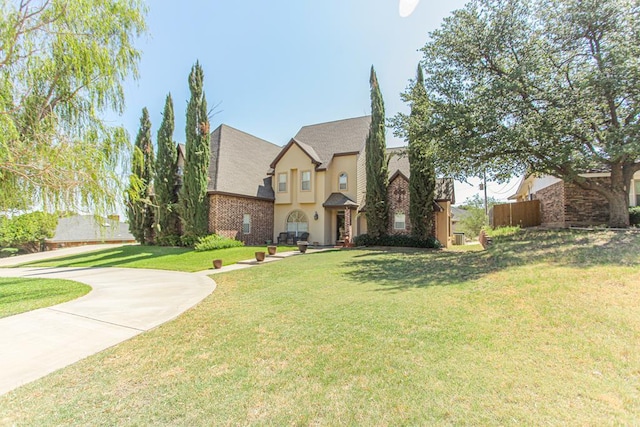 view of front of home with a front lawn