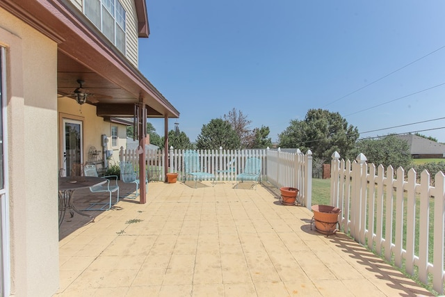 view of patio with ceiling fan