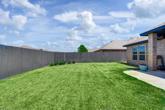 view of yard with a fenced backyard