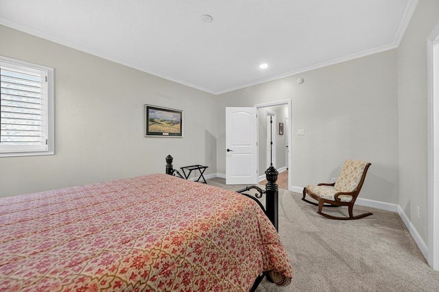 1102 Silverton Dr, Midland, TX 79705 - carpeted bedroom featuring ornamental molding and recessed lighting