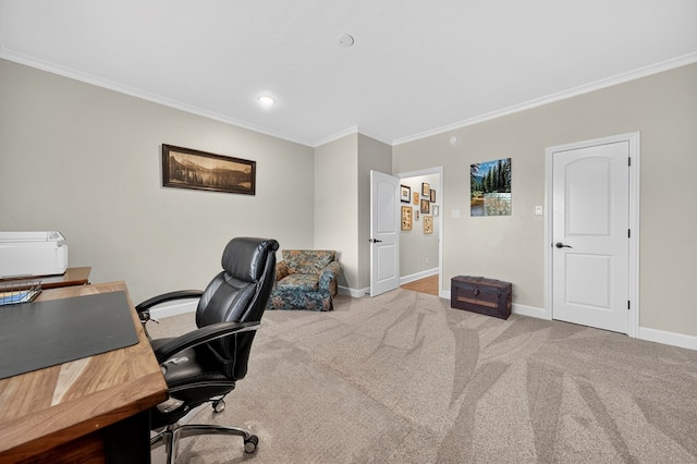 1102 Silverton Dr, Midland, TX 79705 - office featuring crown molding and carpet floors