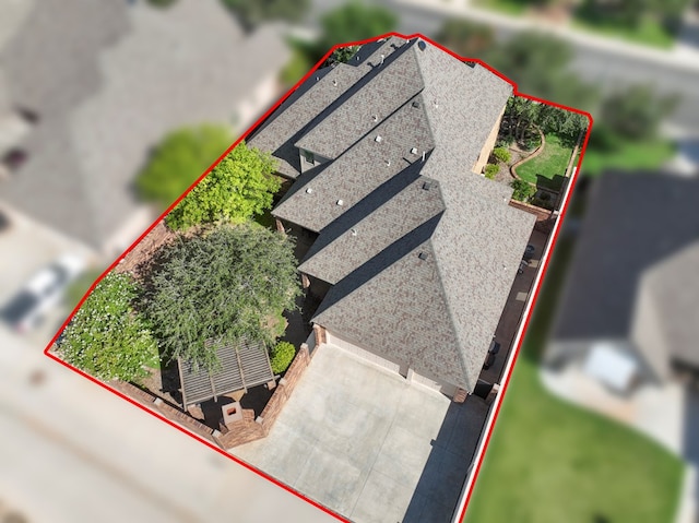 1102 Silverton Dr, Midland, TX 79705 - view from above of property with property parcel outlined