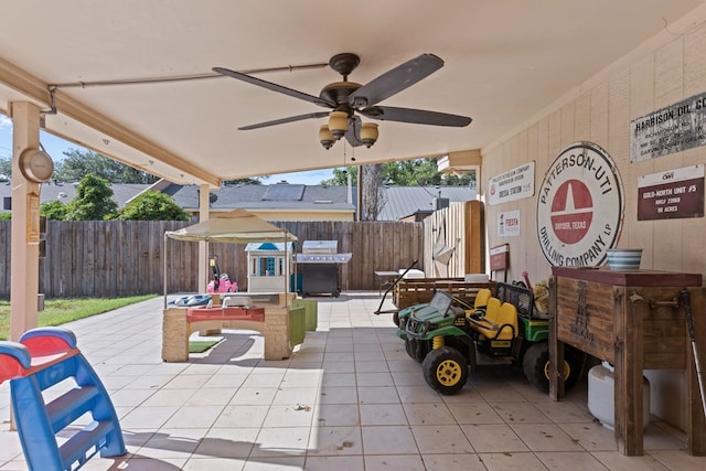 2821 Goddard Pl, Midland, TX 79705 - view of patio / terrace featuring ceiling fan and grilling area