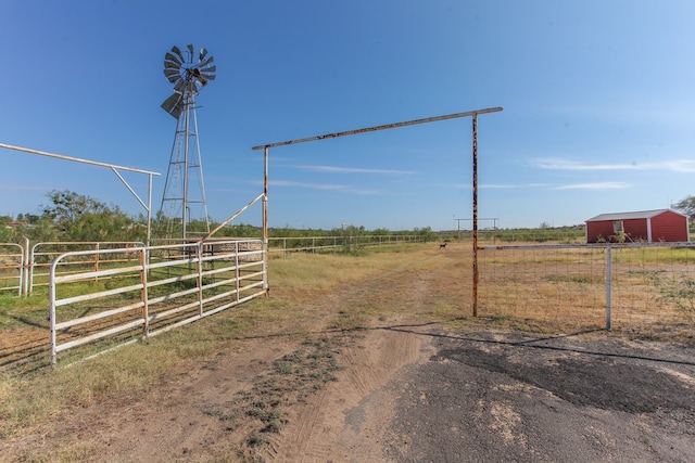 view of street with a rural view