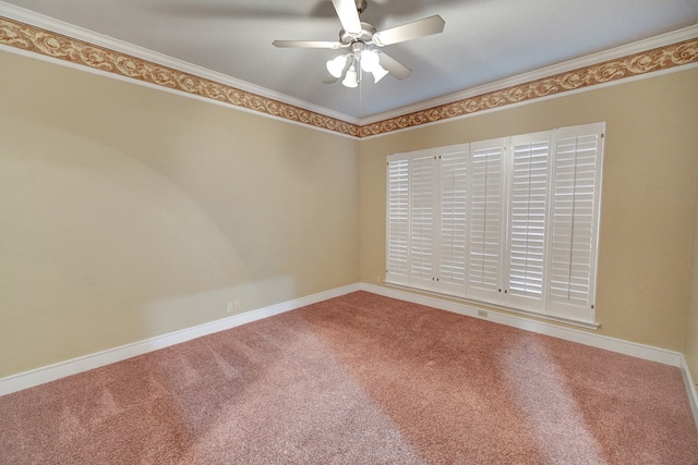 unfurnished room featuring carpet floors and ceiling fan