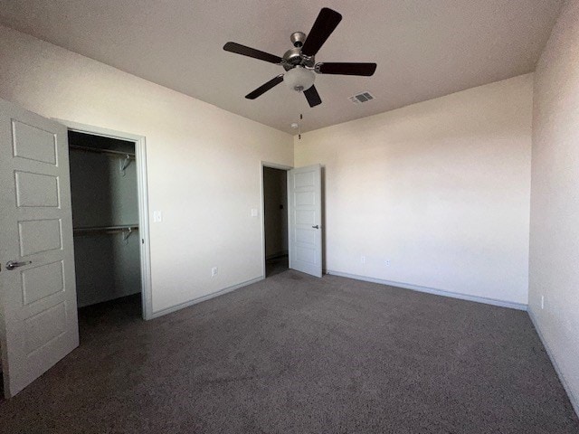 3210 Fordham Ave, Big Spring, TX 79720 - unfurnished bedroom with carpet flooring, a ceiling fan, and a closet