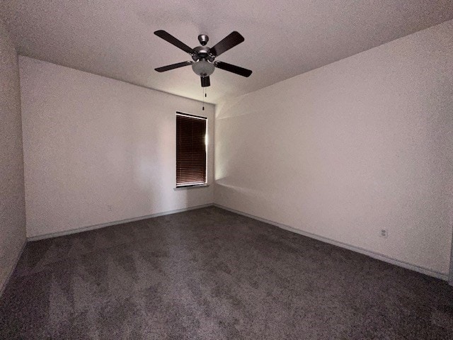 3210 Fordham Ave, Big Spring, TX 79720 - empty room with dark carpet, ceiling fan, and a textured ceiling